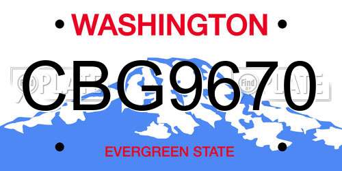 CBG9670 Washington License Plate