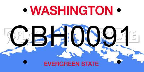 CBH0091 Washington License Plate