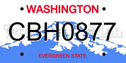 CBH0877 Washington License Plate