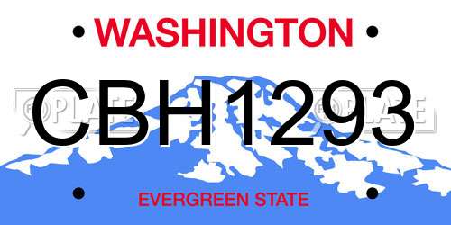 CBH1293 Washington License Plate