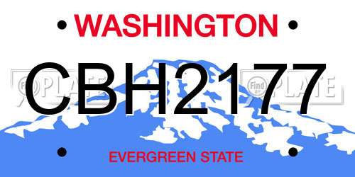 CBH2177 Washington License Plate