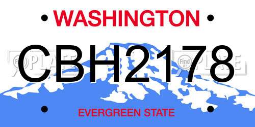CBH2178 Washington License Plate
