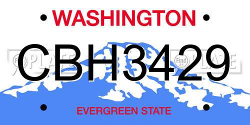 CBH3429 Washington License Plate