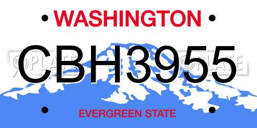 CBH3955 Washington License Plate
