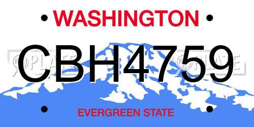 CBH4759 Washington License Plate