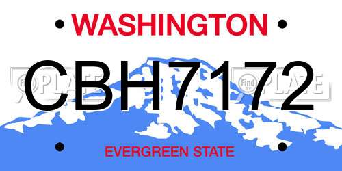 CBH7172 Washington License Plate