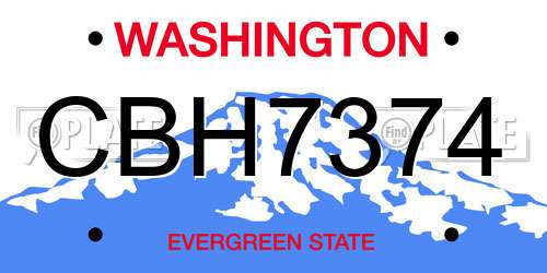 CBH7374 Washington License Plate
