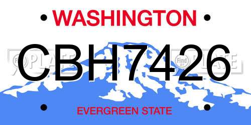 CBH7426 Washington License Plate