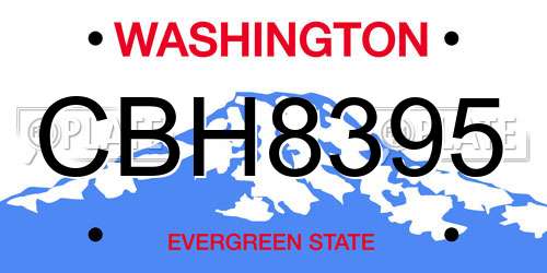 CBH8395 Washington License Plate