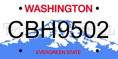 CBH9502 Washington License Plate
