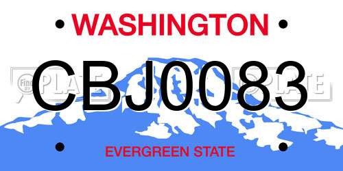 CBJ0083 Washington License Plate