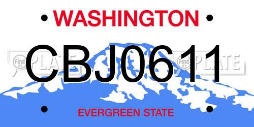 CBJ0611 Washington License Plate