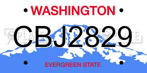 CBJ2829 Washington License Plate