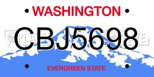 CBJ5698 Washington License Plate