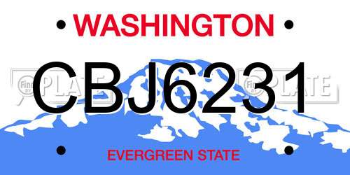 CBJ6231 Washington License Plate