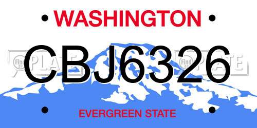 CBJ6326 Washington License Plate