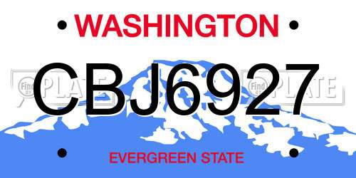 CBJ6927 Washington License Plate