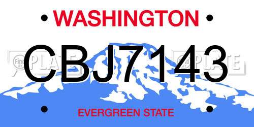 CBJ7143 Washington License Plate