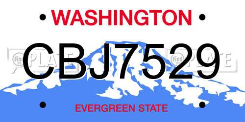 CBJ7529 Washington License Plate