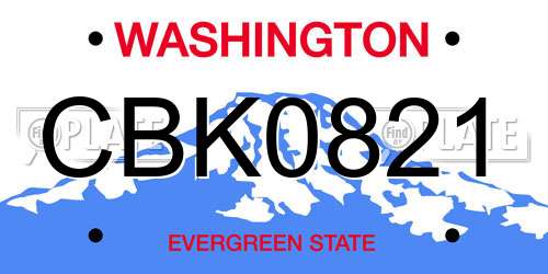 CBK0821 Washington License Plate