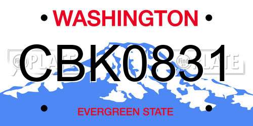 CBK0831 Washington License Plate