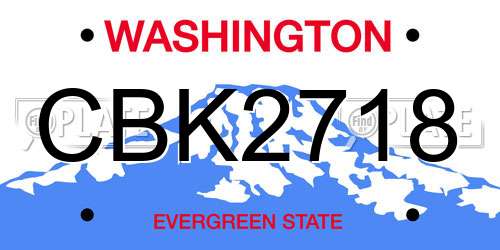 CBK2718 Washington License Plate