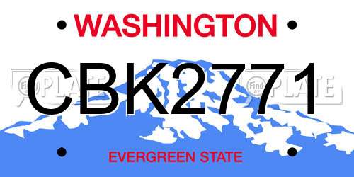 CBK2771 Washington License Plate