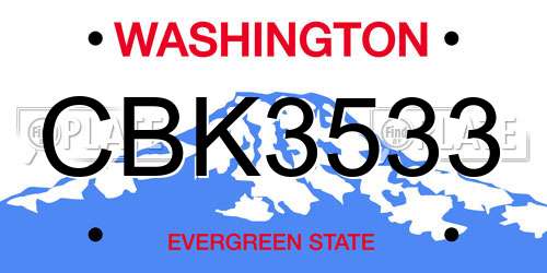 CBK3533 Washington License Plate