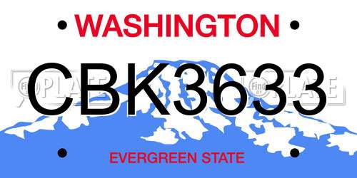 CBK3633 Washington License Plate