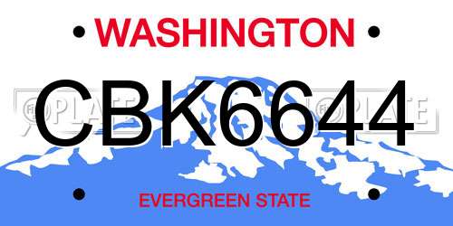 CBK6644 Washington License Plate