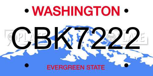 CBK7222 Washington License Plate