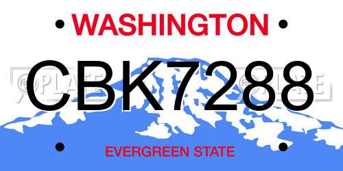 CBK7288 Washington License Plate