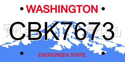 CBK7673 Washington License Plate