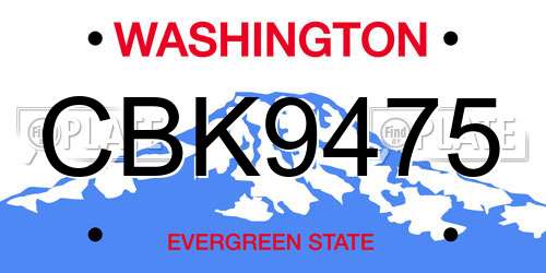 CBK9475 Washington License Plate