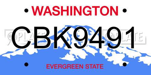 CBK9491 Washington License Plate