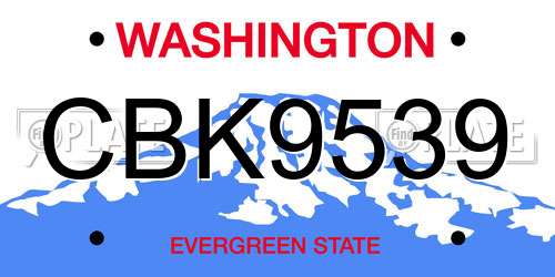 CBK9539 Washington License Plate