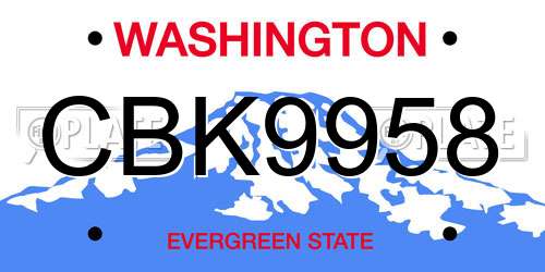 CBK9958 Washington License Plate