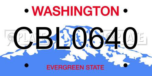 CBL0640 Washington License Plate