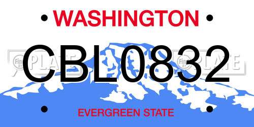 CBL0832 Washington License Plate