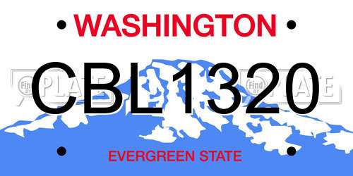 CBL1320 Washington License Plate