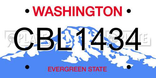 CBL1434 Washington License Plate