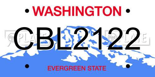 CBL2122 Washington License Plate