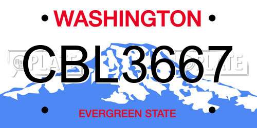 CBL3667 Washington License Plate