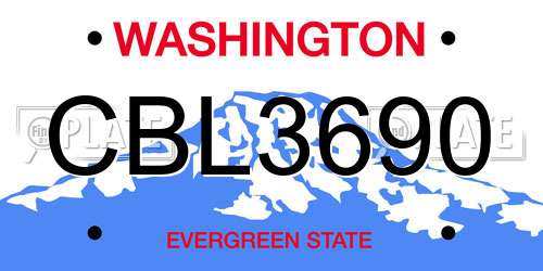 CBL3690 Washington License Plate
