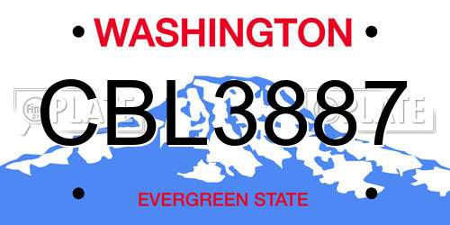 CBL3887 Washington License Plate