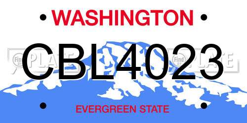 CBL4023 Washington License Plate