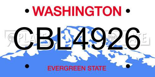 CBL4926 Washington License Plate