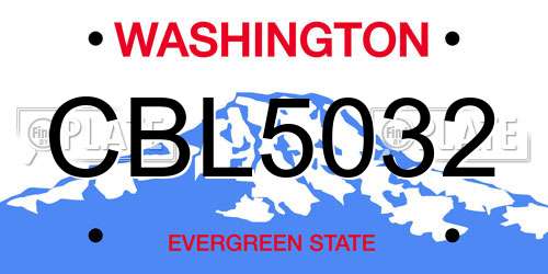 CBL5032 Washington License Plate