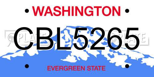 CBL5265 Washington License Plate