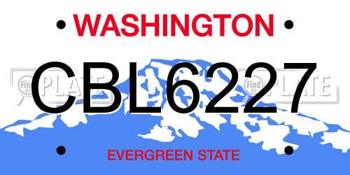 CBL6227 Washington License Plate